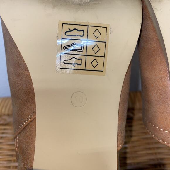 Mata Women's Size 10 Shoes Brown Peep Toe Fashion Ankle Boots Side Zip - Picture 10 of 10